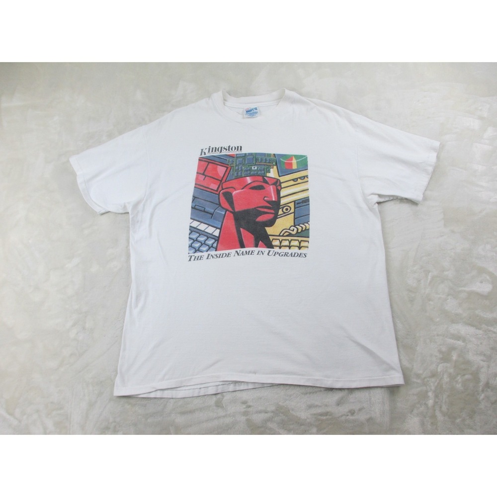 VINTAGE Kingston Technology Shirt Mens Extra Large White Inside Name In Upgrades